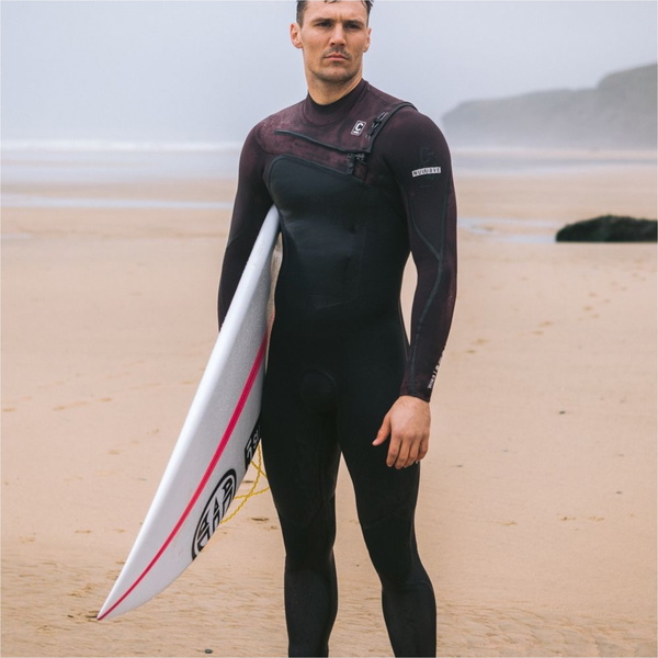 2025 C-Skins Mens NuWave Wired 4/3mm Chest Zip Wetsuit C-NWI43MCZ - Meteor / Rust x / White